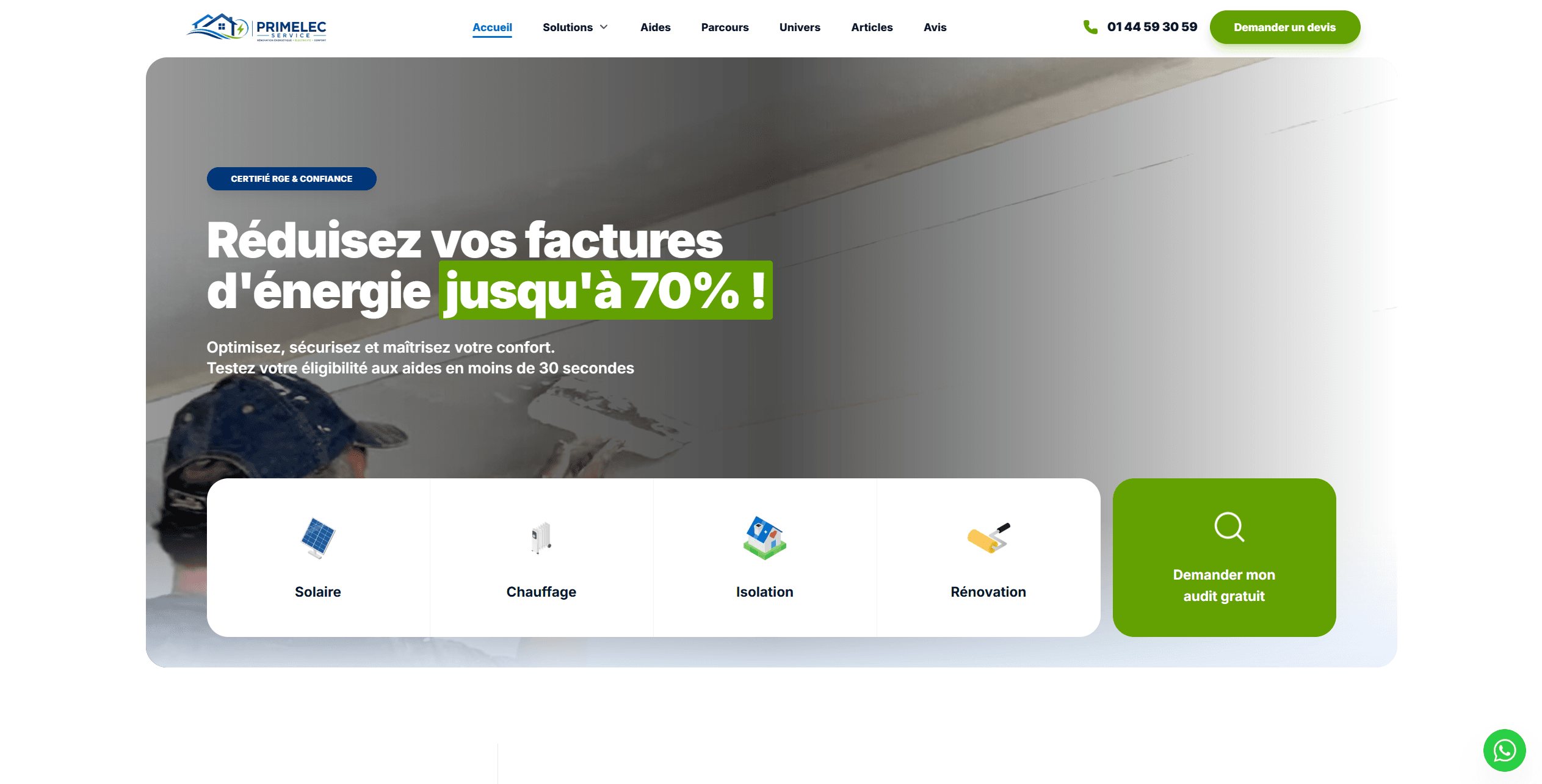 Aperçu du site Primelec Service